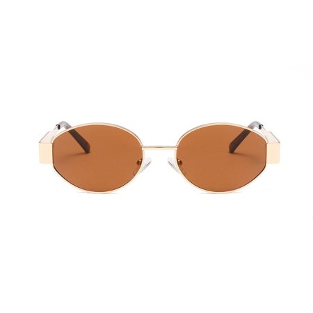 Oval Trendy Sunglasses with Chunky Metal Temples VK2273