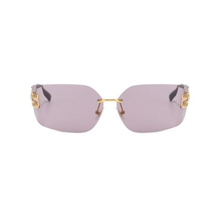 Trendy Rimless Curved Sunglasses VK2286