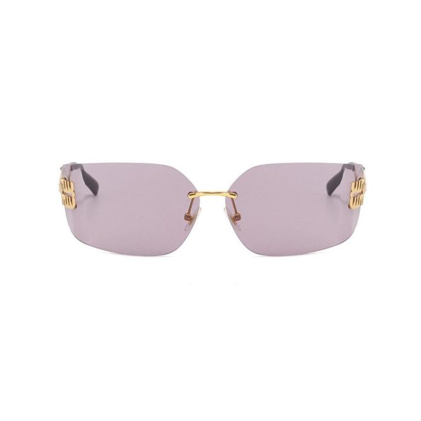 Trendy Rimless Curved Sunglasses VK2286